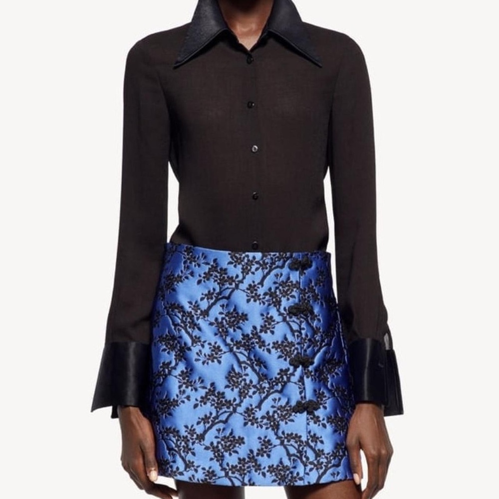 Elegant Blue Floral Skirt